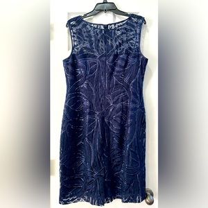 Pre-owned Women’s Blue Tahari Sleeveless Sequin Dress